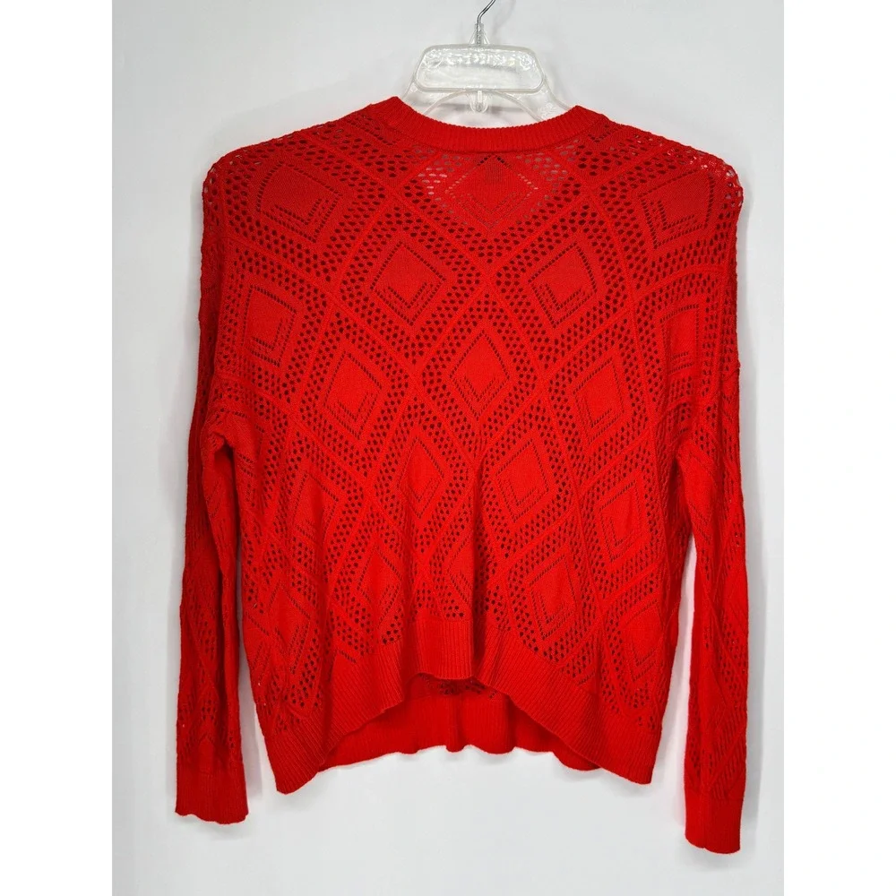 Torrid Sweater Womens M/L Red Excellent Diamond Pointelle Open Knit Crew Neck